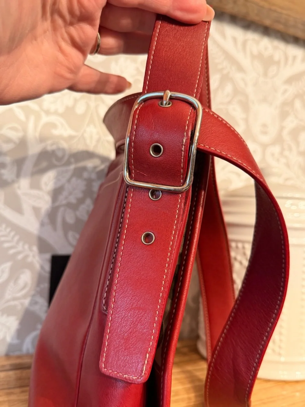 Coach Legacy Vintage Red Leather Saddle Studio Flap Crossbody Bag 9335 - Picture 6 of 14